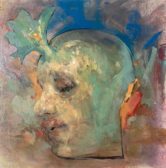  Flower Head, 2021, Acrylic and Oil on Panel, 36 x 36” 