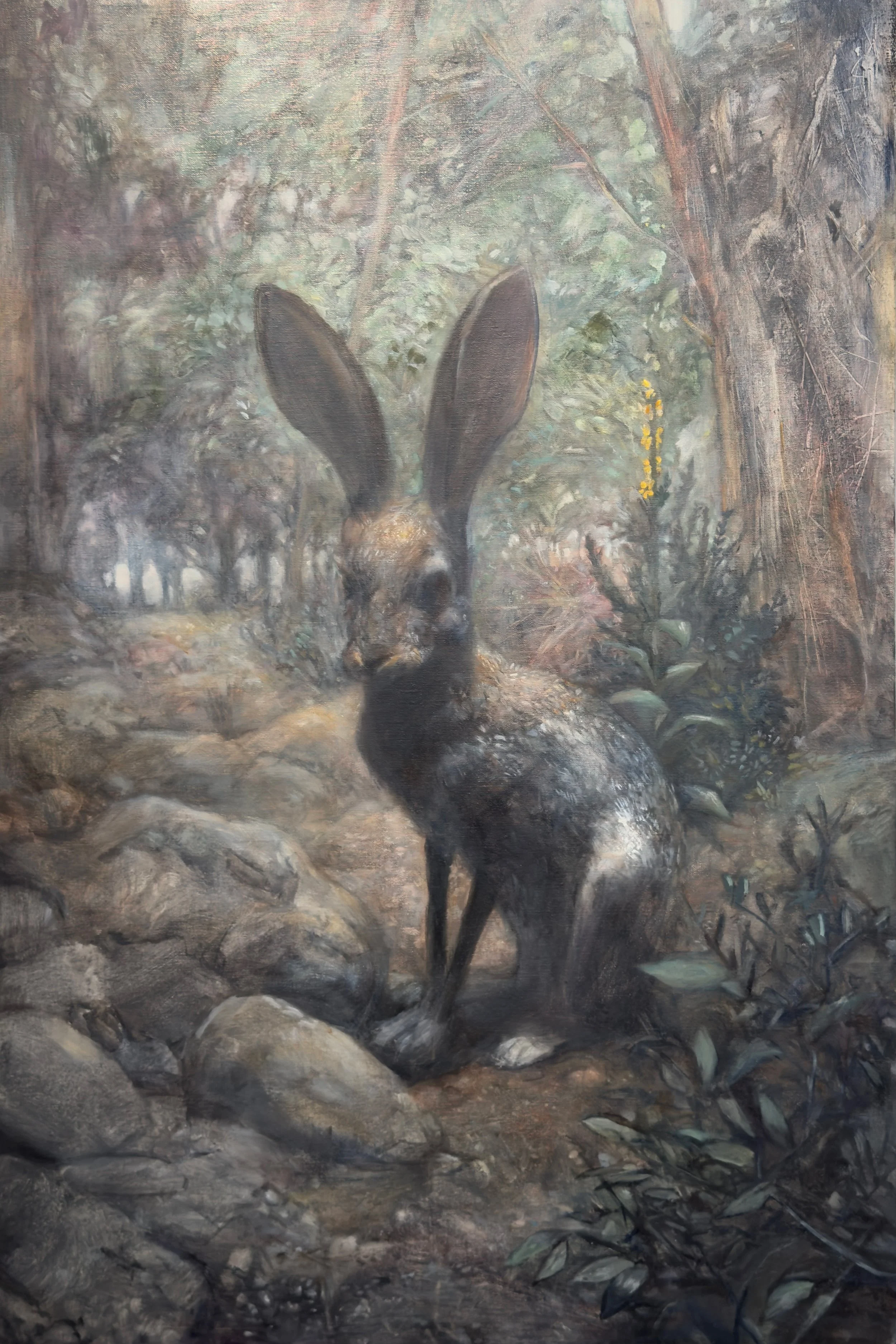  “Hare with mullein flower” Oil on linen, 2025 
