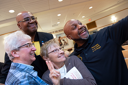 Sr. Jean Klimczak, Peacemaker Murray Holman, Sr. Roz Rosolowski, Peacemaker Lenny Lane