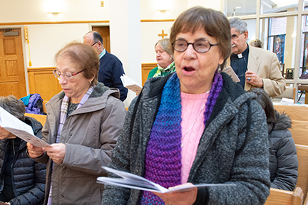 Sr. Janet DiPasquale, SSJ and Sr. Mary Augusta Kaiser, SSJ sing "Peaceprints"