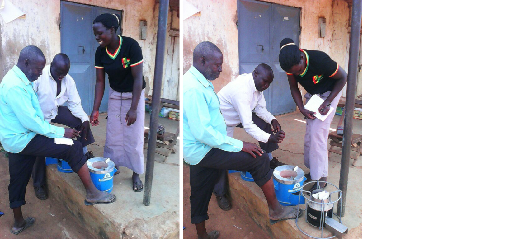 Micro-entrepreneur selling a SmartHome cookstove in Eastern Uganda.