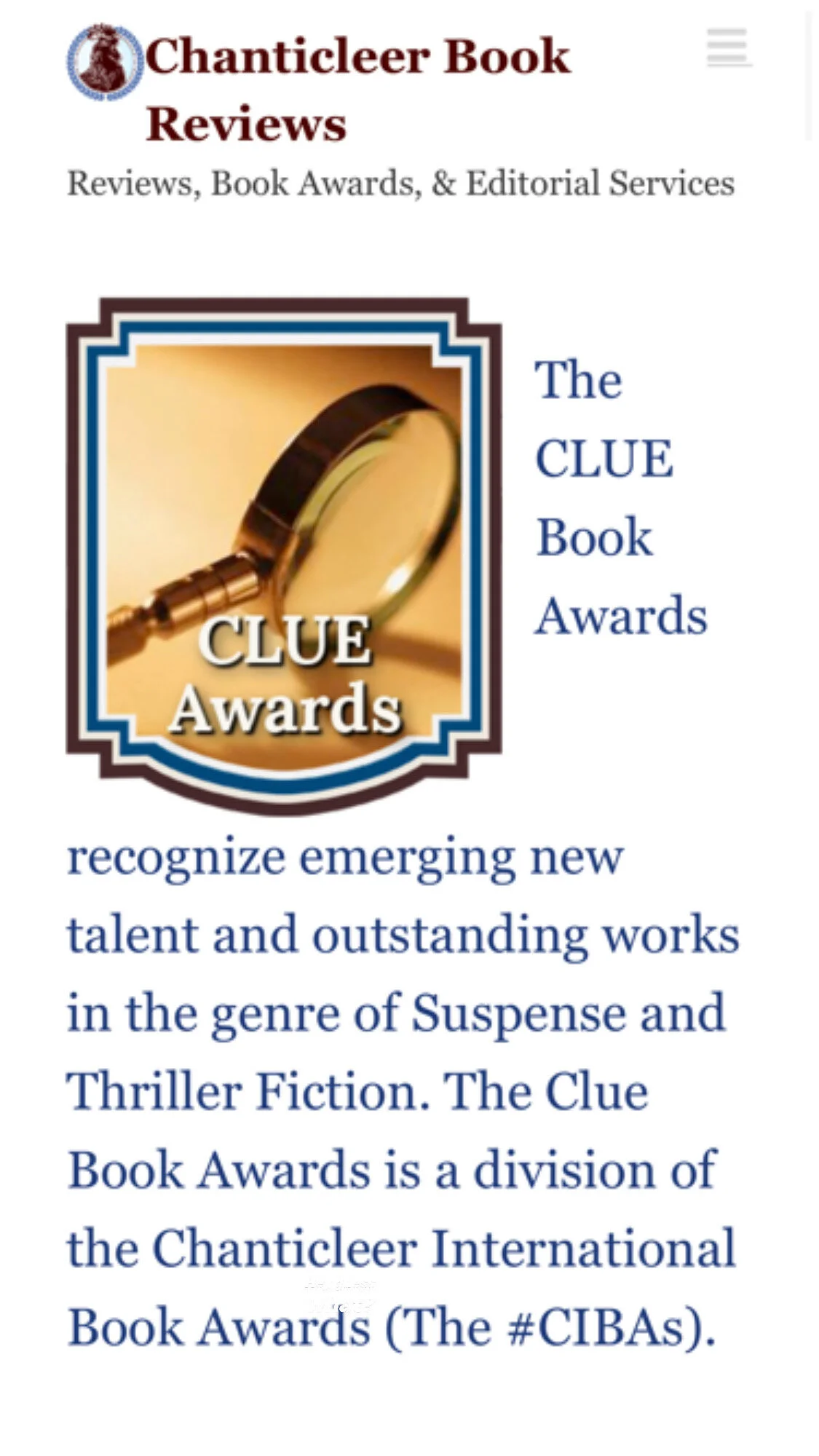 Fever made the 2019 Chanticleer CLUE Awards Longlist!