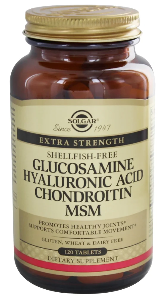 Solgar Extra Strength Glucosamine Hyaluronic Acid Chondroitin MSM (shellfish-free) 120 Tablets