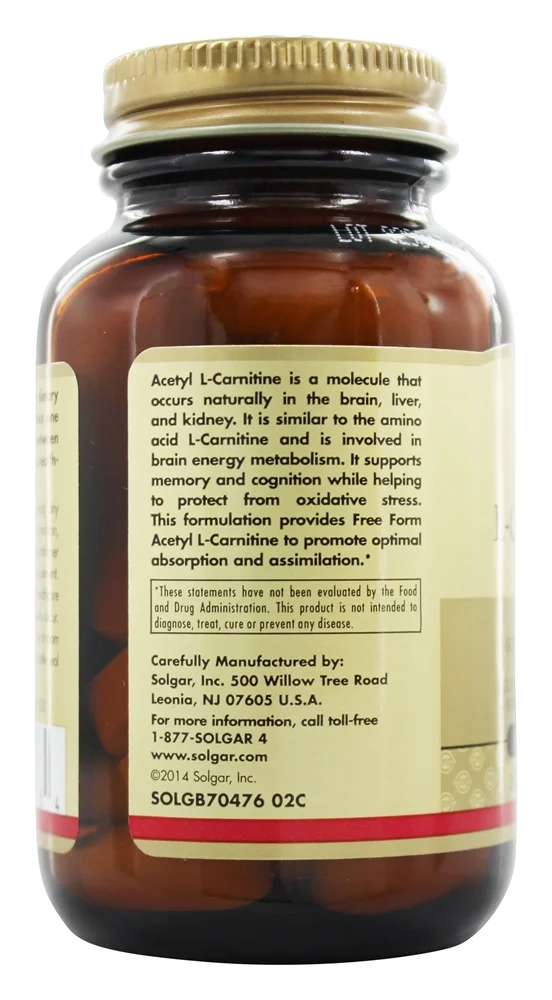 when should i take my l carnitine Acetyl-L-Carnitine, 500 mg, 120 Vegetarian Capsules main image 0