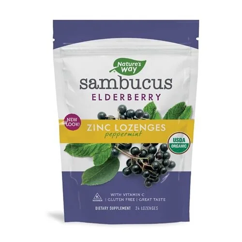 Nature's Way Sambucus Elderberry Zinc Lozenges Peppermint