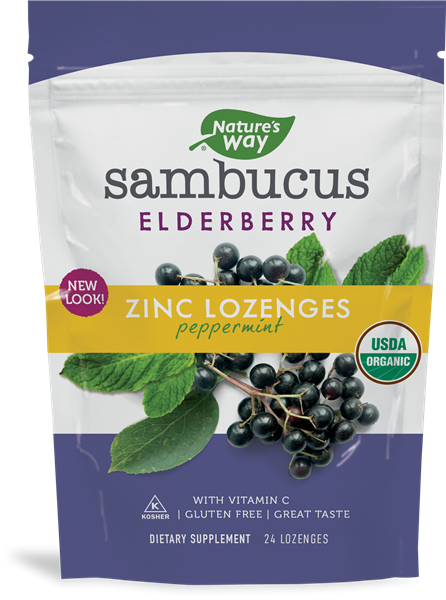 Nature's Way Sambucus Elderberry Zinc Lozenges Peppermint