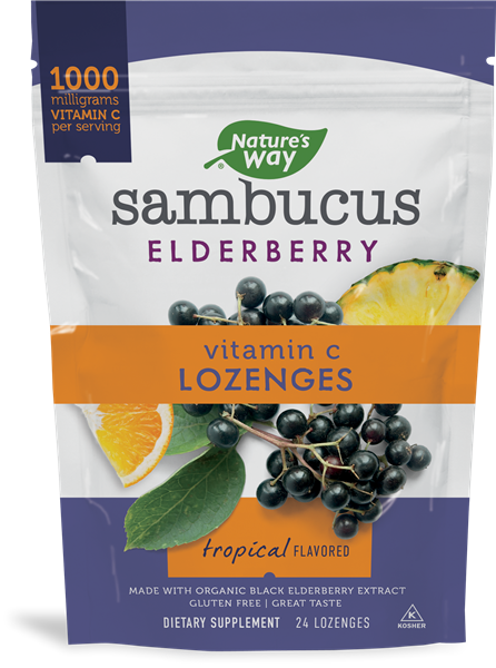 Nature's Way Sambucus Elderberry Vitamin C Lozenges Tropical