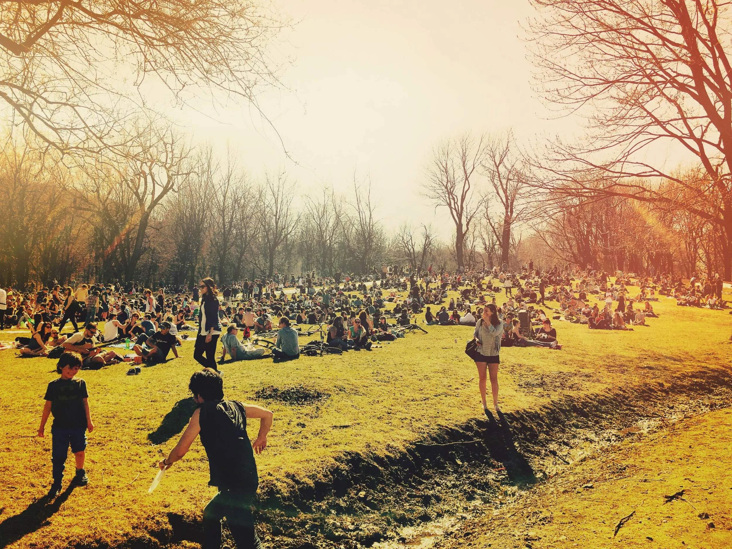 Sunny Sunday sees busy parks.