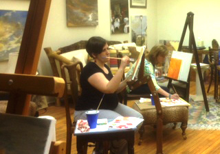  The PIM women of HHBC met at Wimberly Rader's studio for an evening of painting and fellowship. 