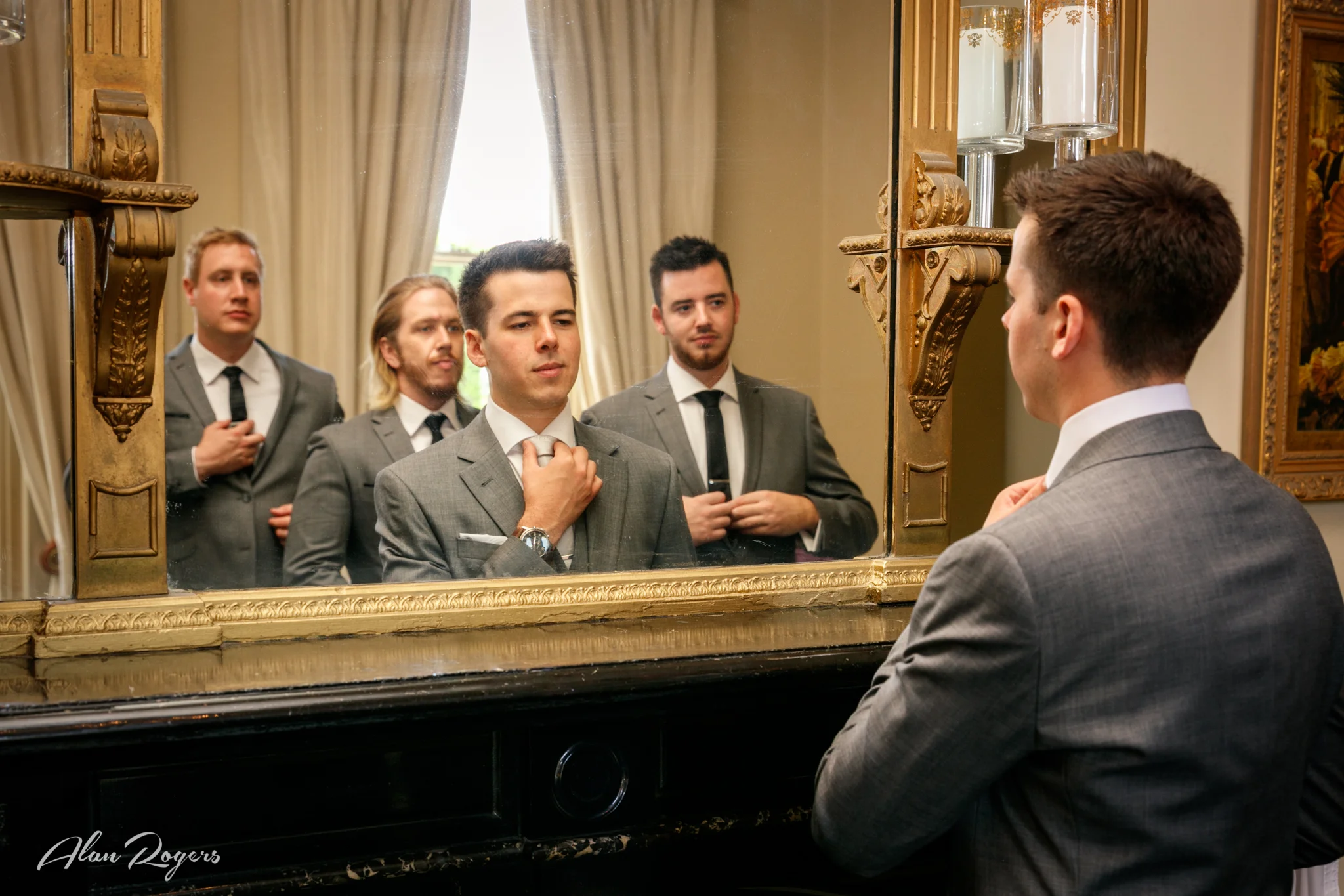 Ties in the mirror.