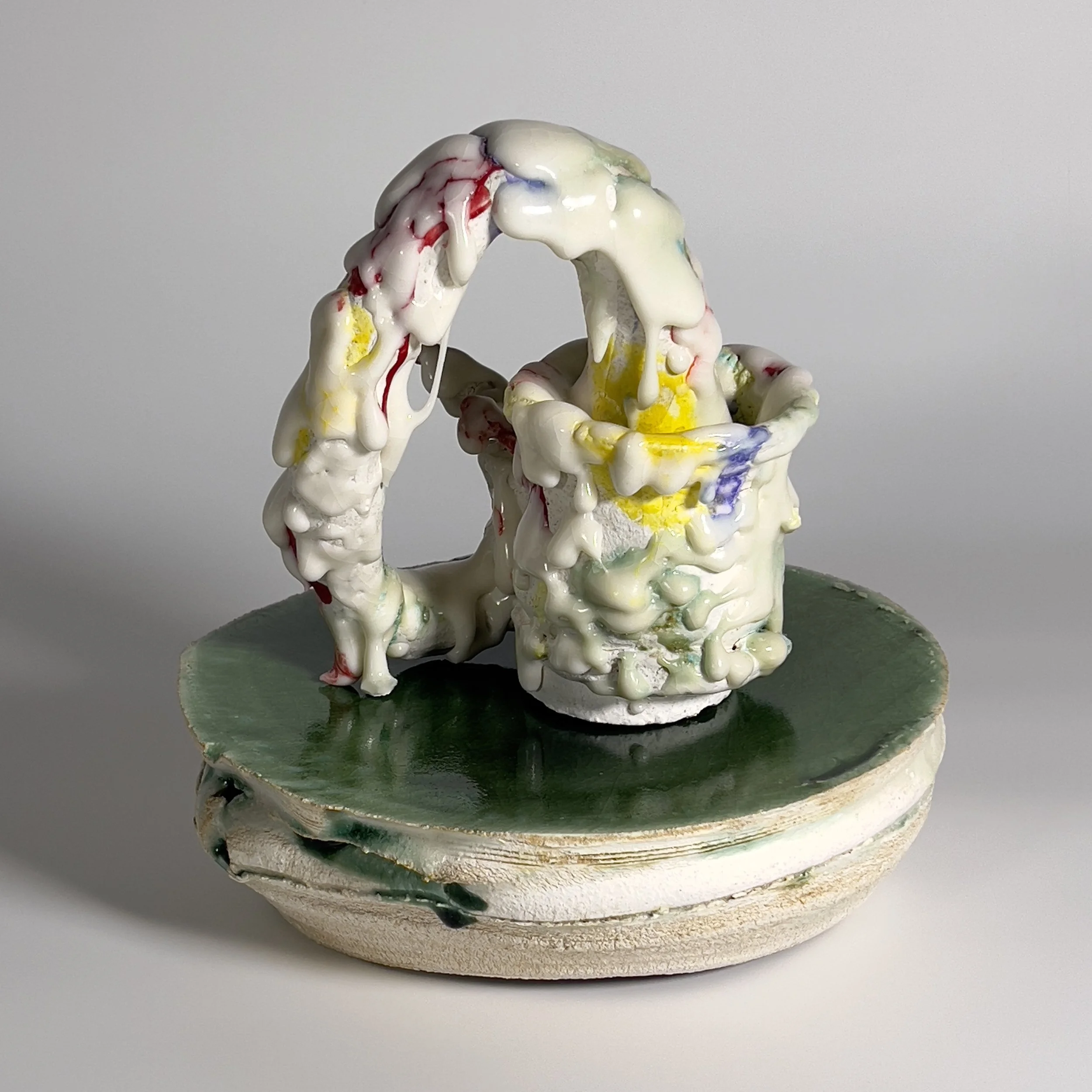  2025  Glazed ceramics, epoxy clay, ероху, metal wire, and silver spray paint  10.5 × 10 x 10 inches 