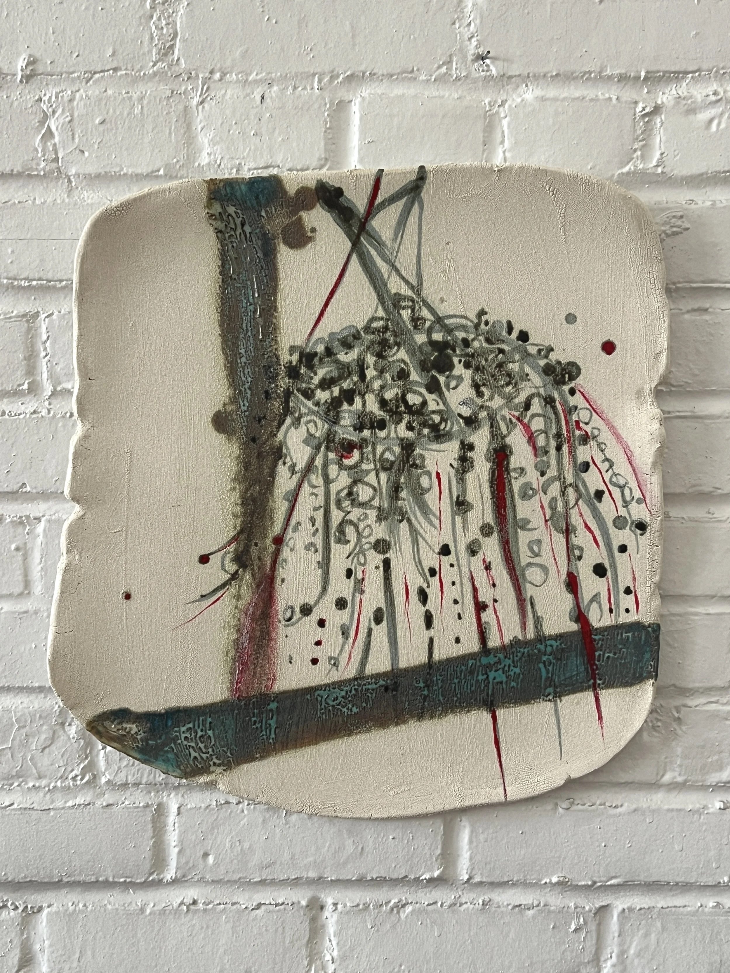  2026  19 × 17.5 × 1 inches  Glazed ceramic and Vinyl paint  
