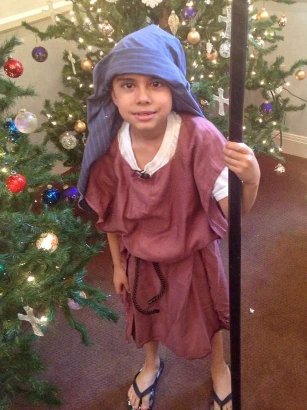 Joaquin dressed as a Biblical character for a church play.