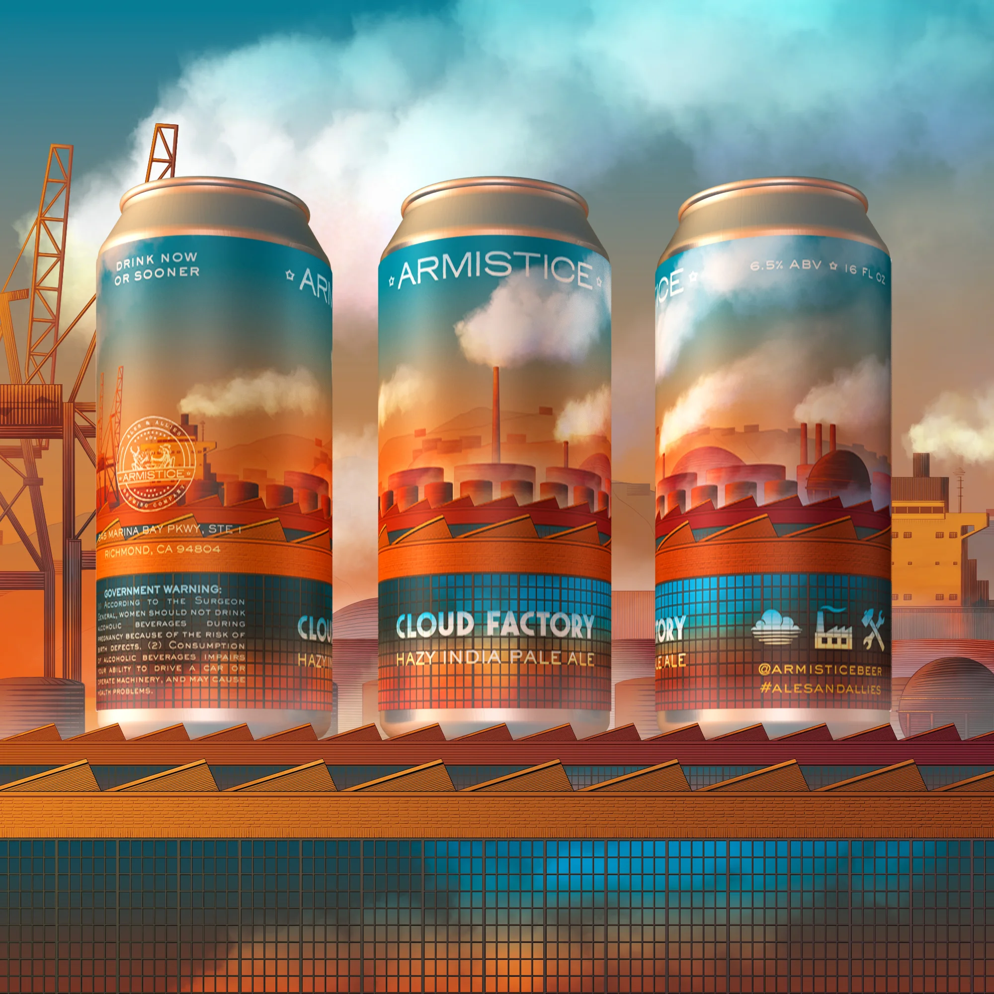 Cloud Factory Craft Beer Label Illustration