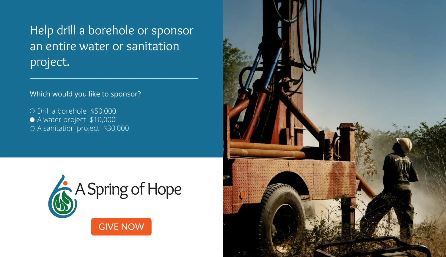 Website Call to Action - Supporting borehole sponsorship