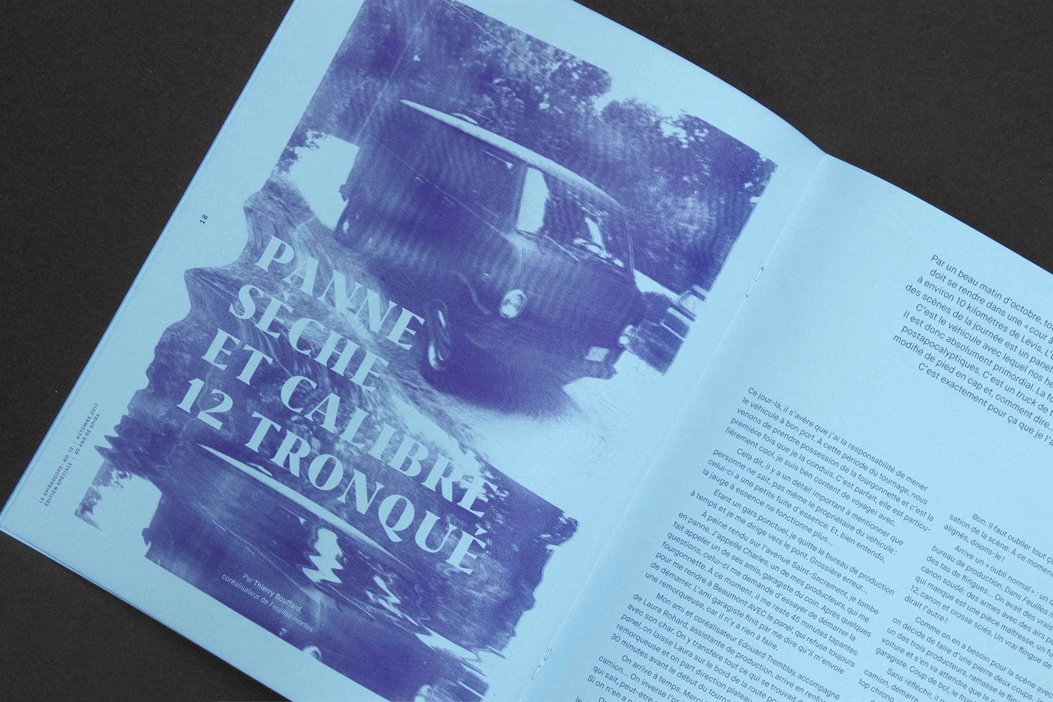 Visuel créé pour l’article Panne sèche et calibre 12 tronqué de Thierry Bouffard pour Spira.
