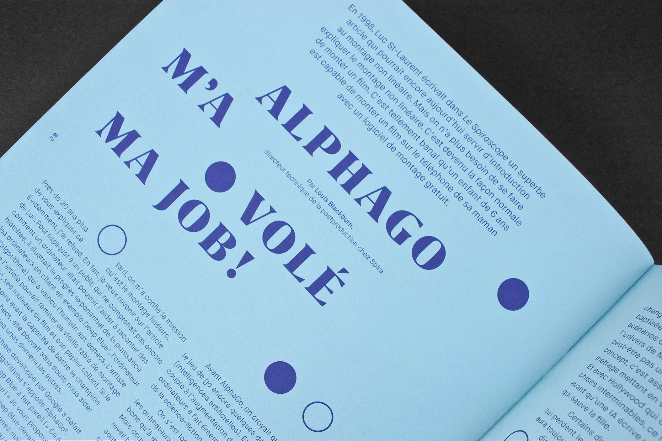 Mise en page et design typographique du document imprimé (brochure) Spirascope dans le cadre des 40 ans de l’organisme Spira à Québec.