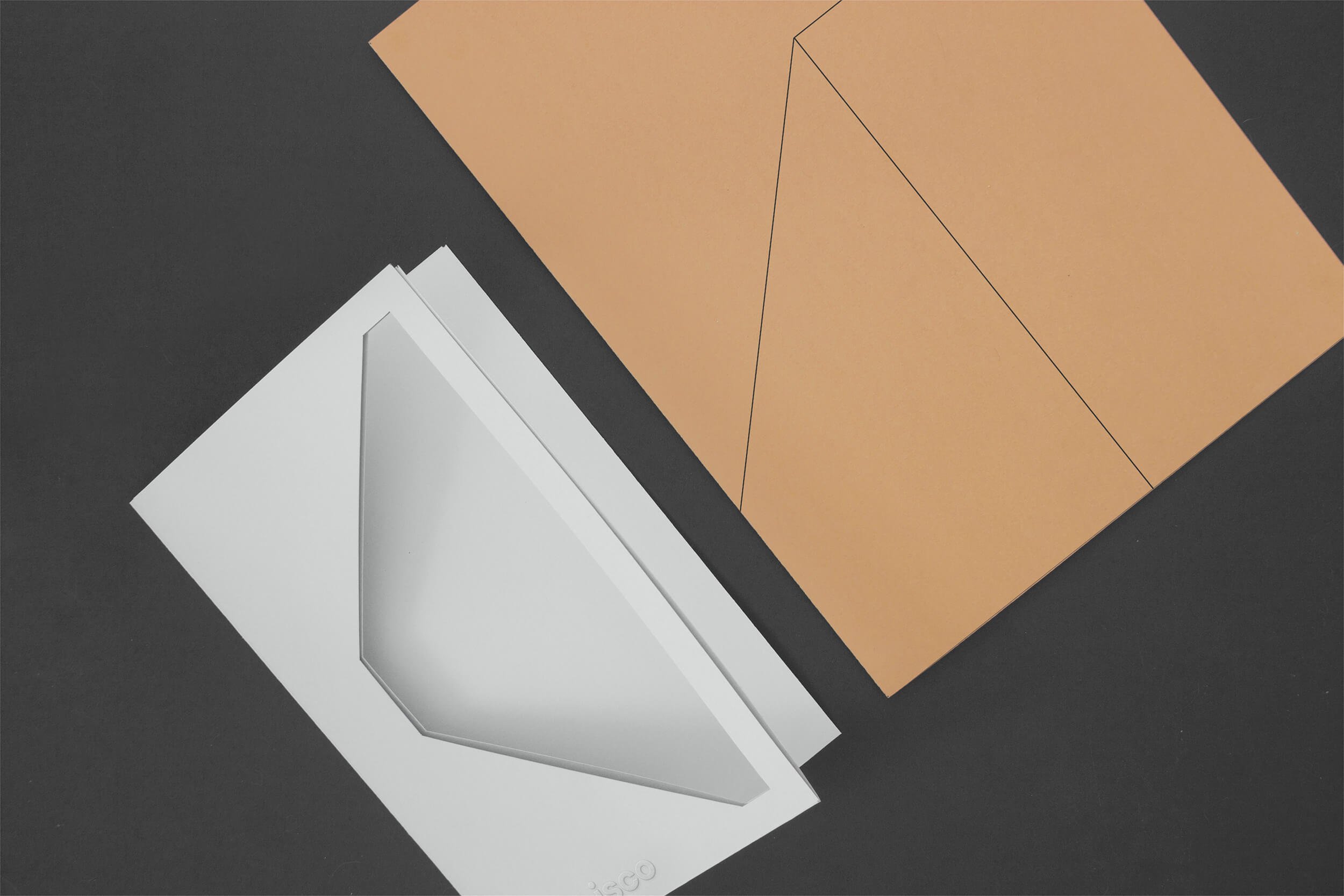 Deux morceaux composant le pochette de presse de l'entreprise Dramisco.