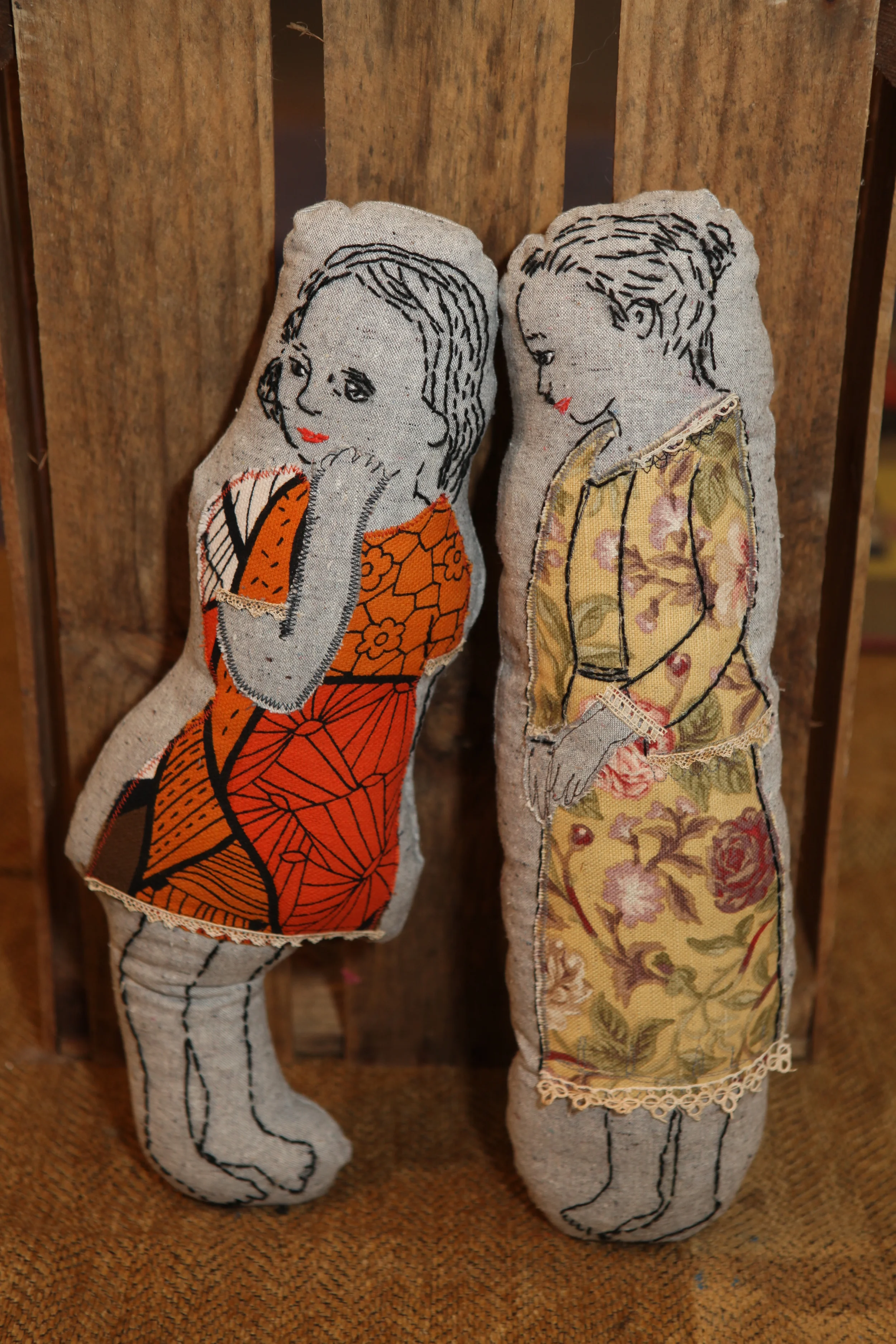 Pillow Dolls, Hand embroidered