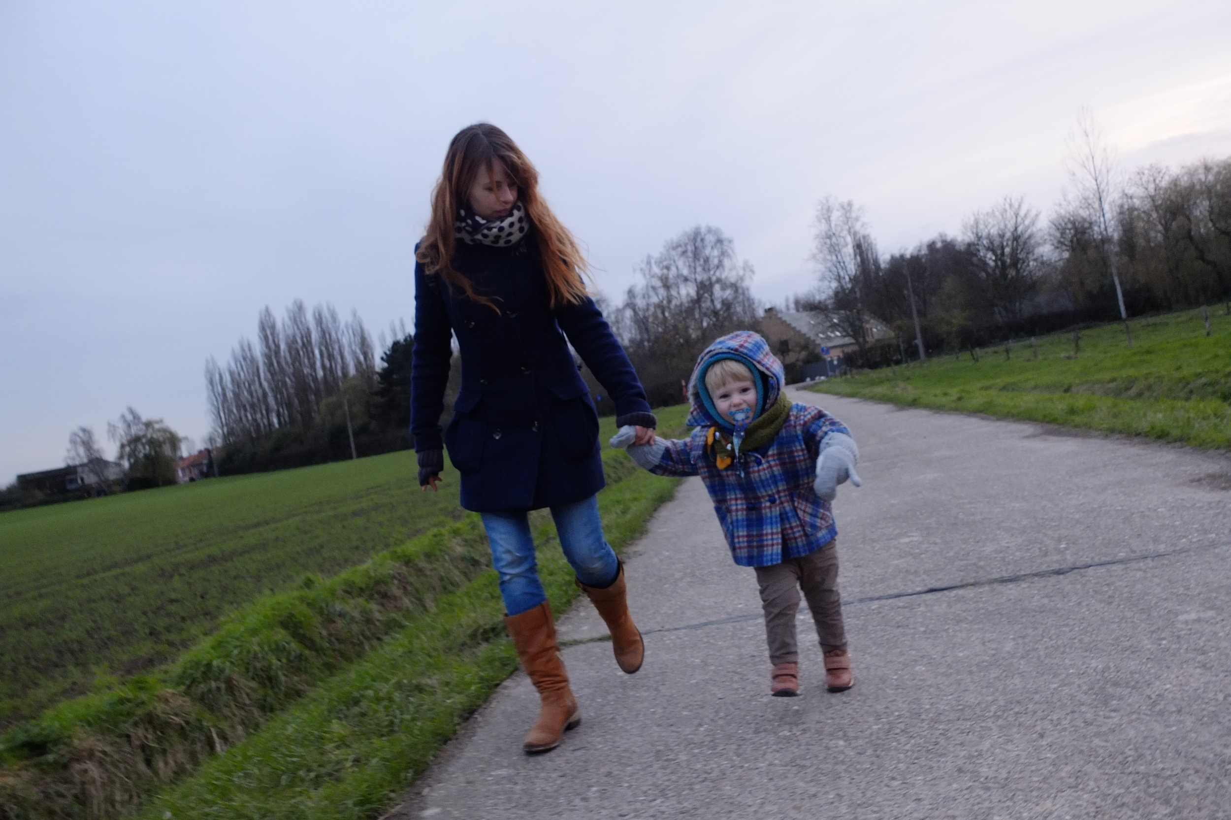 Every day we try to go out for a walk in our new neighborhood.