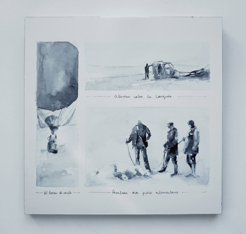 Parte del proceso creativo del proyecto de la expedición ártica, publicada por National Geographic, diciembre, 2015. Para la construcción del globo empleé varios materiales y realicé ilustraciones a acuarela sobre algunas escenas de la expedición. Puedes echar un ojo aquí para ver el proceso entero.
