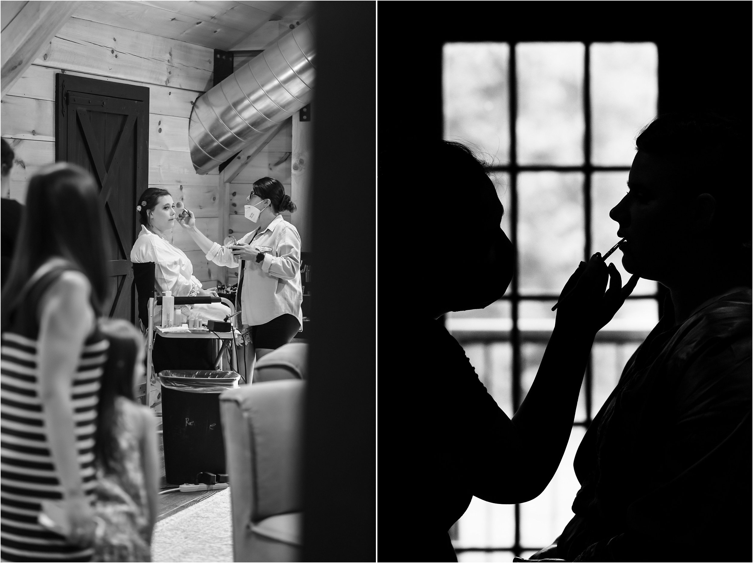  A bride and her bridesmaids getting hair and make-up done at Robin Hills.  