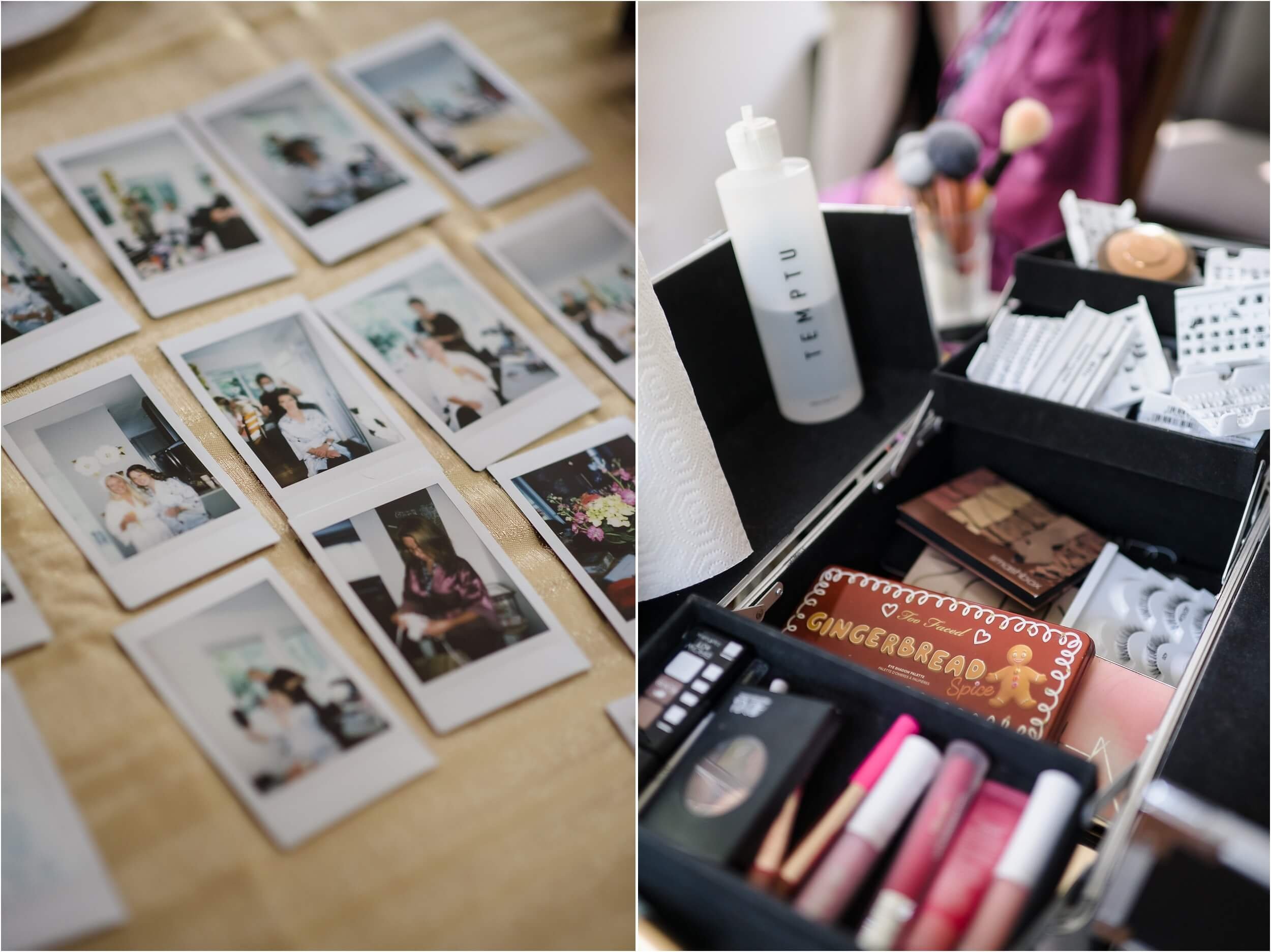  Polaroids and make-up from a wedding day morning.  