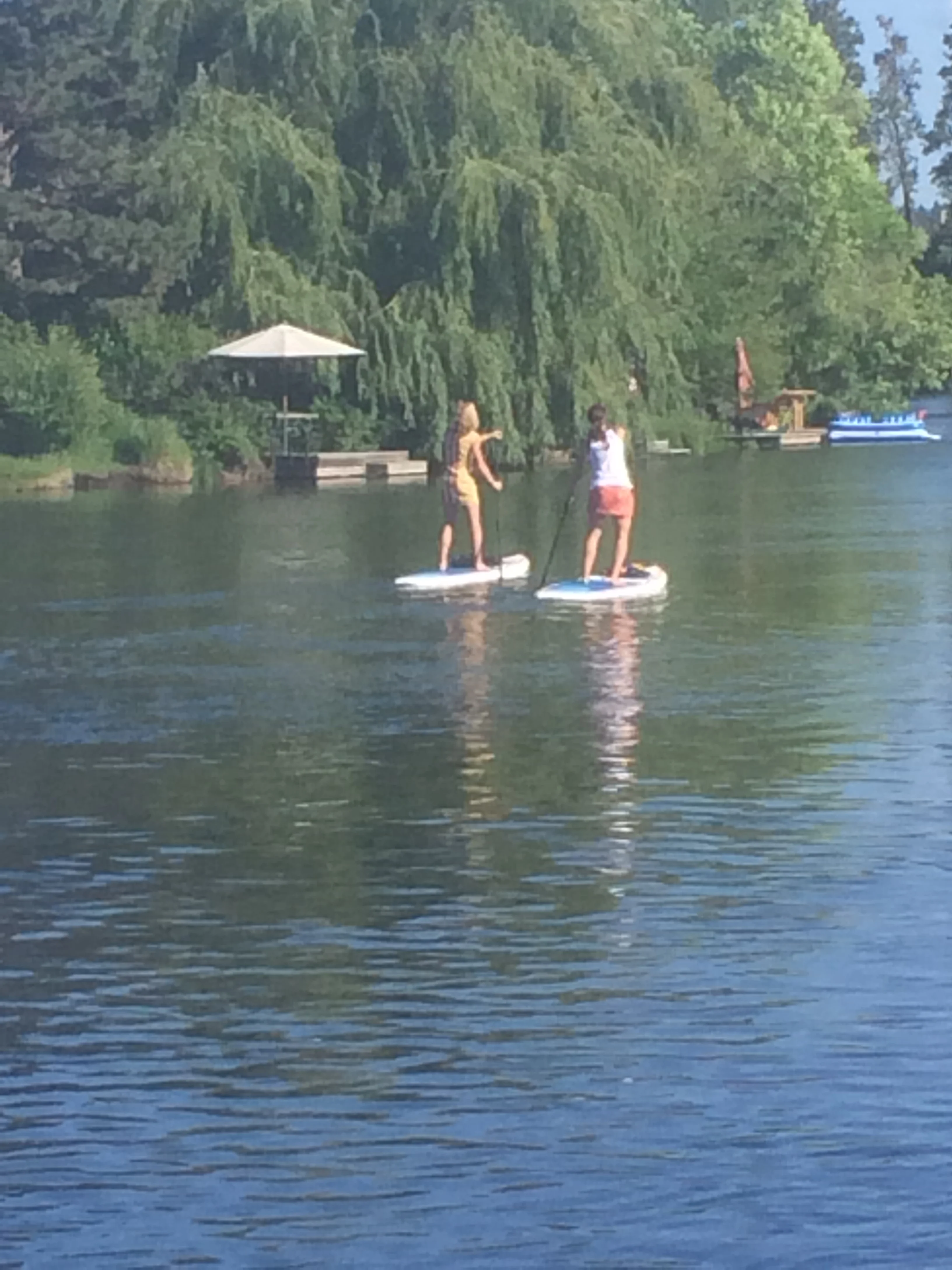 Solo SUP with sister hero Lauren Fleshman ... in dresses.