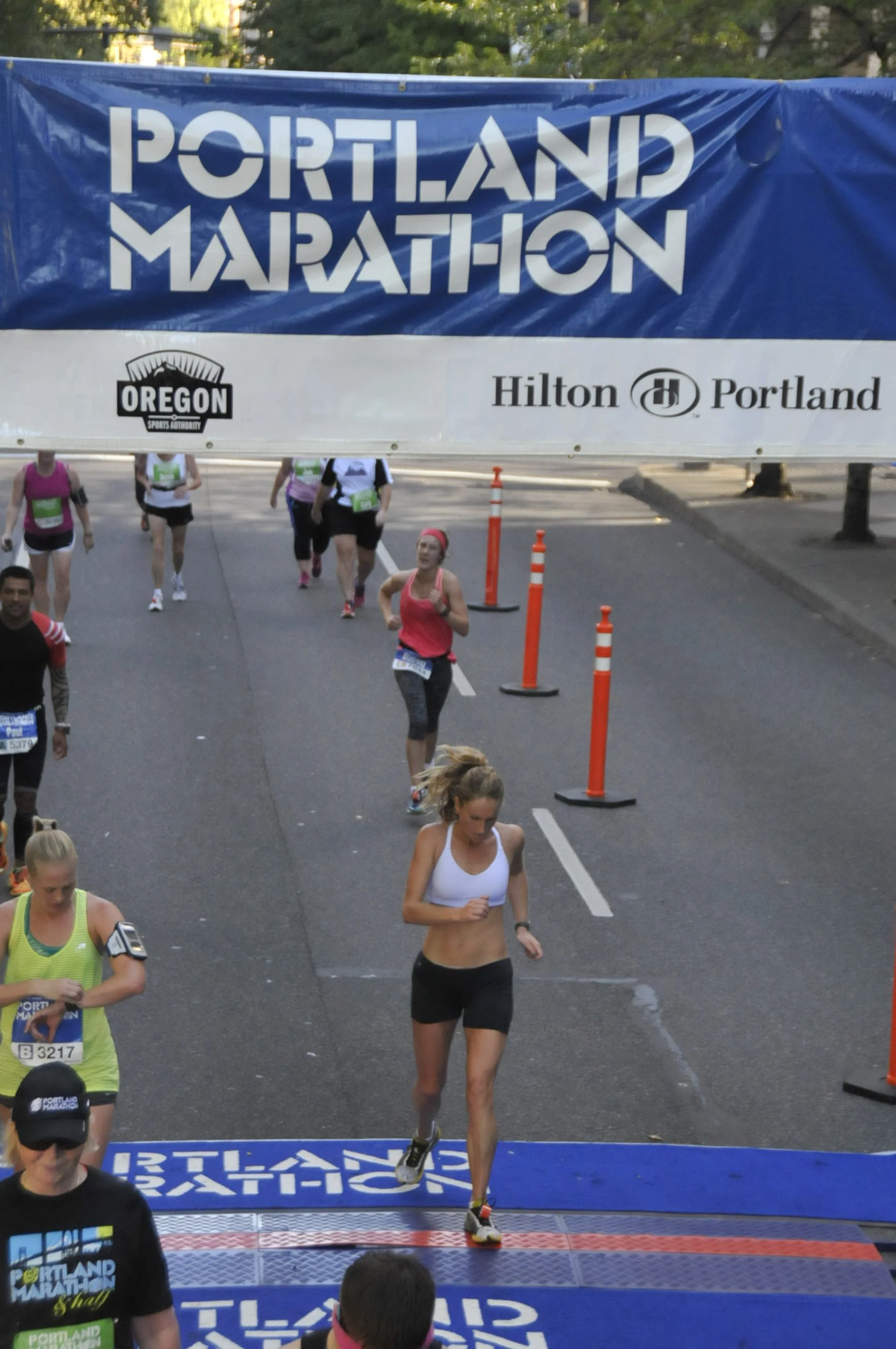 Lulu finishing strong at the Portland Marathon.