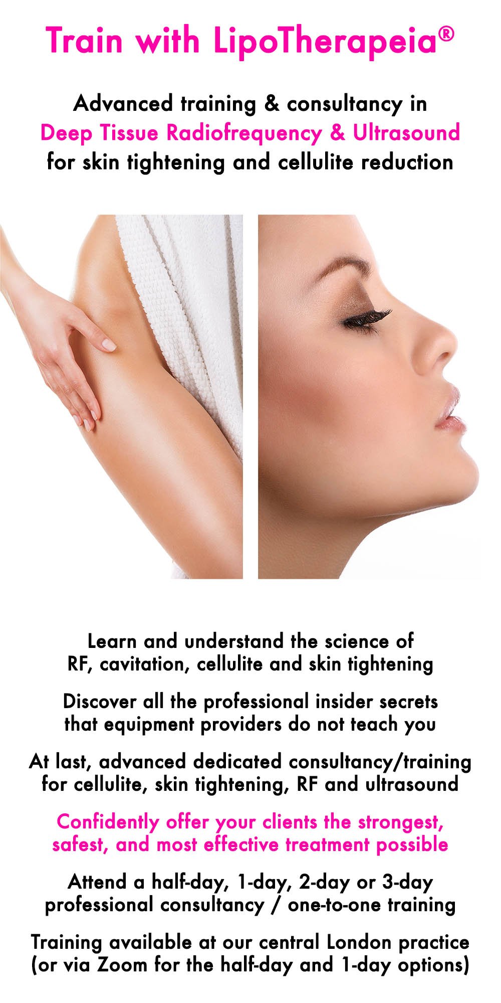 Advanced professional training in radiofrequency, ultrasound, skin tightening and cellulite reduction | LipoTherapeia®