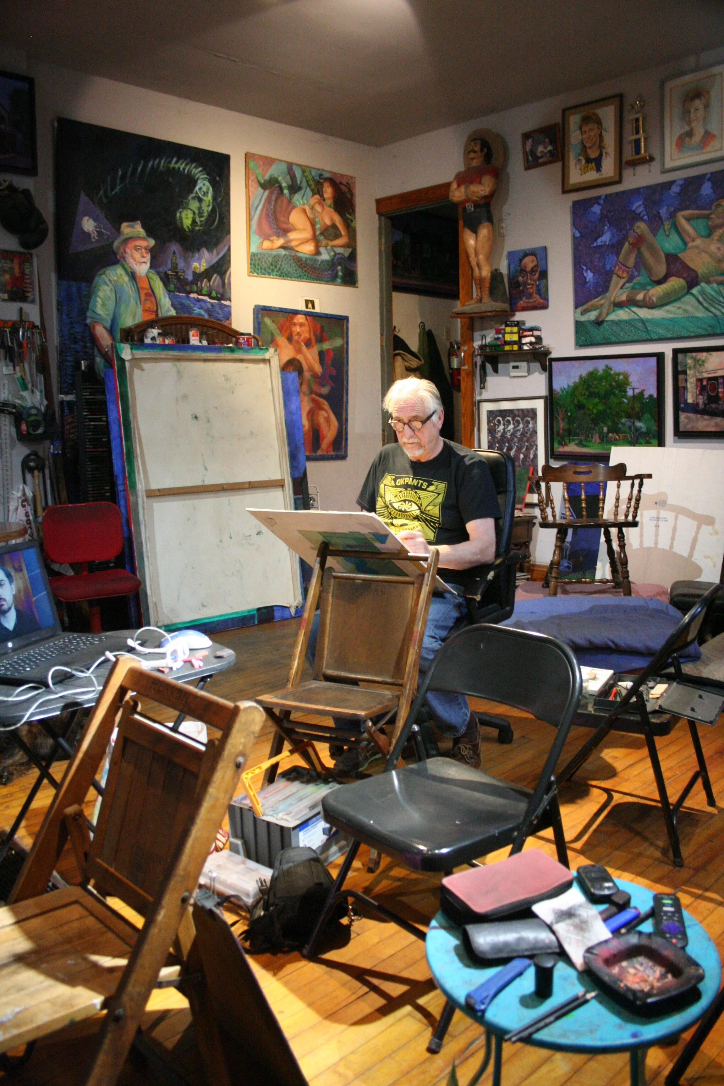 Brian Pierce in Timothy Herron's studio