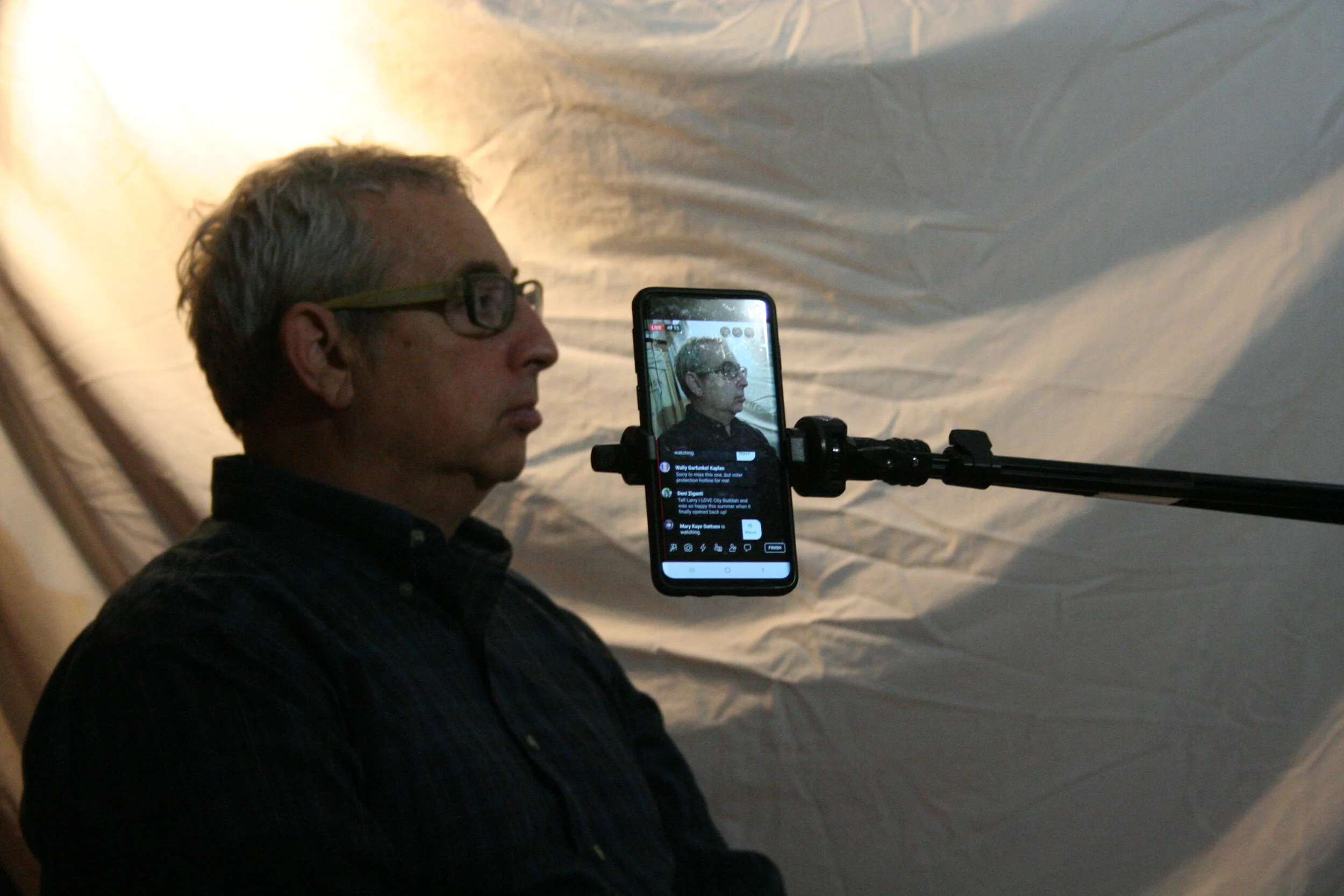Larry being recorded. Photo by Brian Pierce