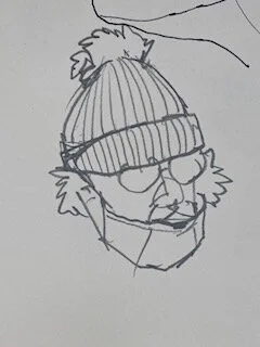 Sketch of Larry Zuzik by Dick Close