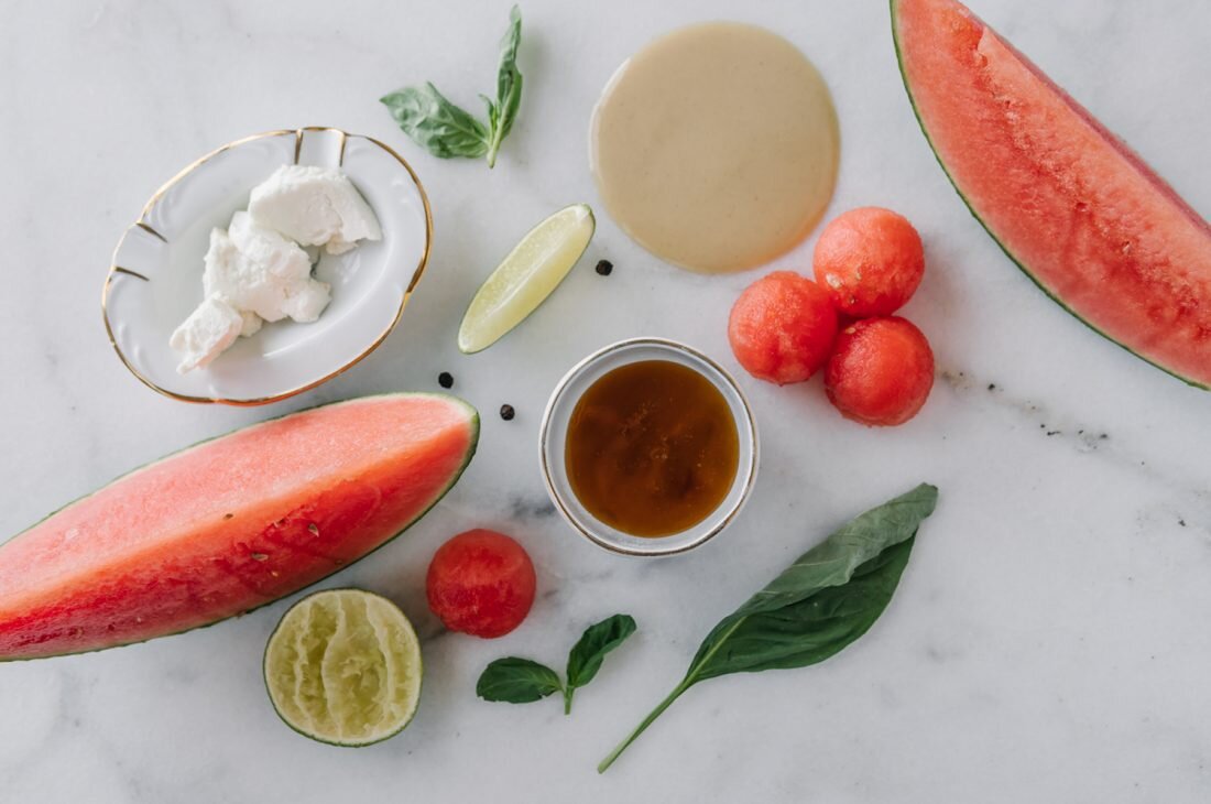 Pretty In Pink: Watermelon and Basil Salad With Tahini Dressing