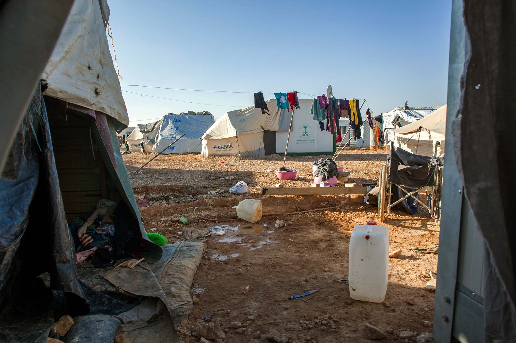  Zaatari is situated in the middle of the Jordanian desert and living conditions are basic.&nbsp; 