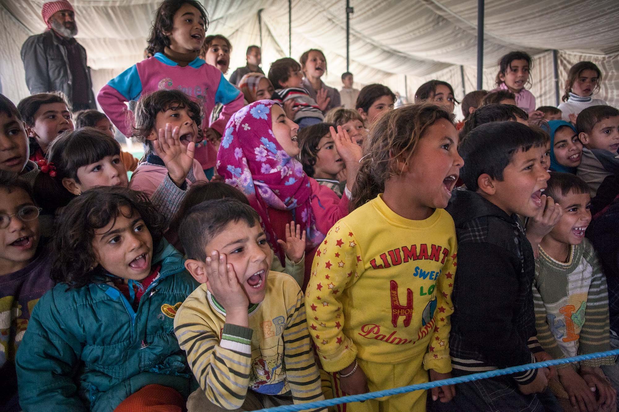  Excitement levels run high at a Clowns Without Borders Ireland performance. There are few outlets for children that allow for the release from the monotony and hardship of life in a refugee camp. &nbsp; 