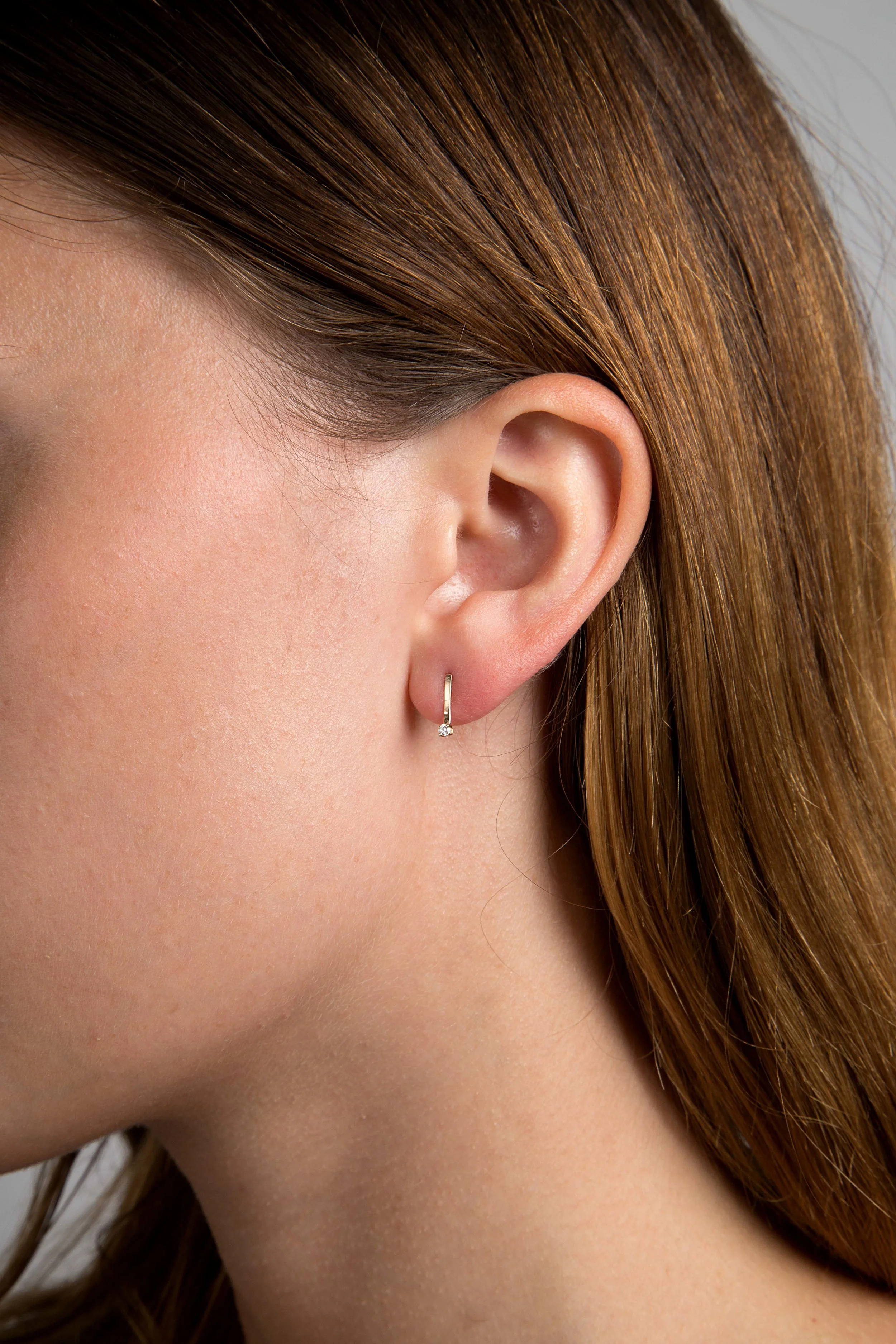 Hammered Line + Diamond Earring On Model.jpg