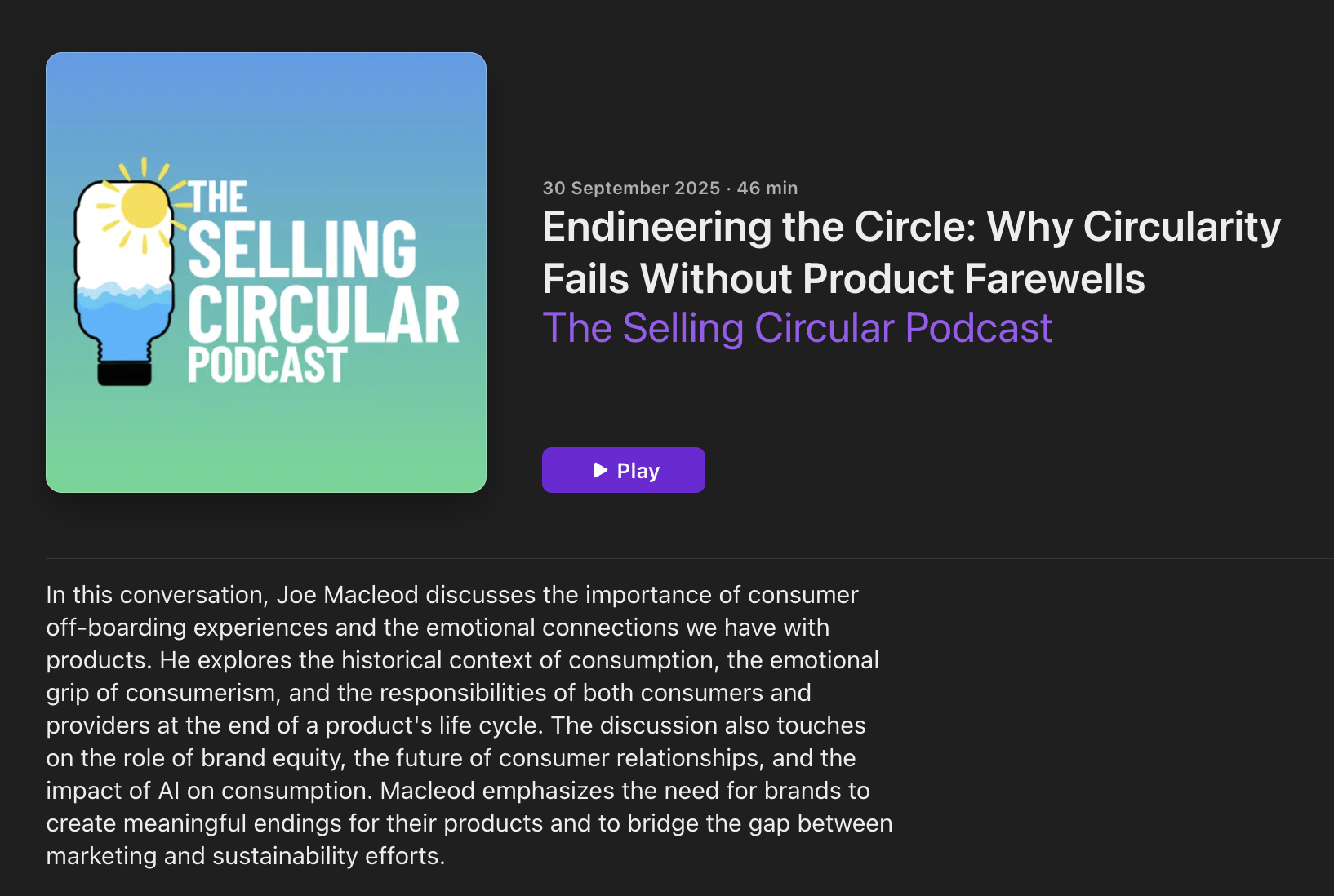 Endineering the Circle: Why Circularity Fails Without Product Farewells | The Selling Circular Podcast