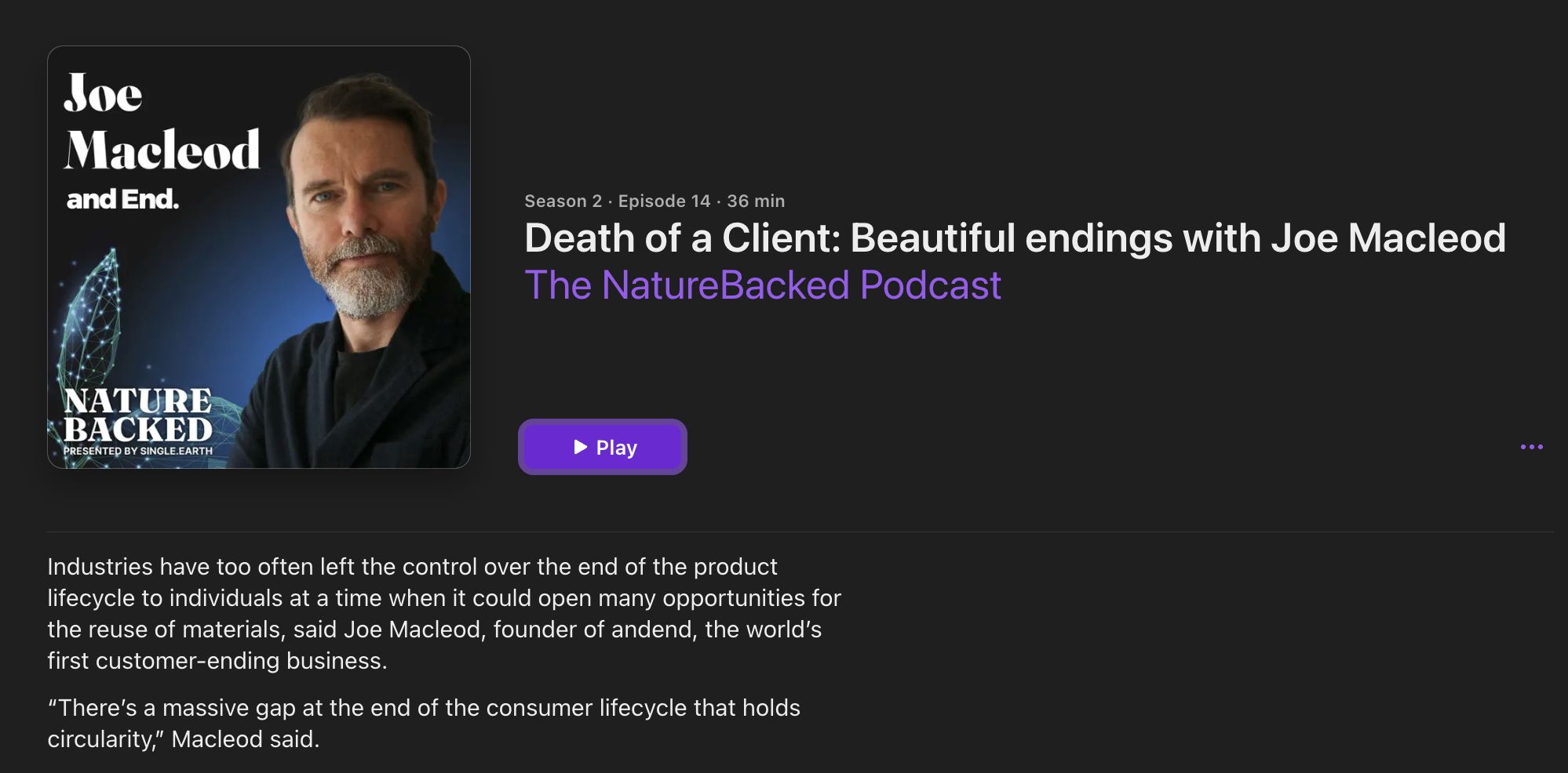 Death of a Client: Beautiful endings with Joe Macleod | The Nature Backed Podcast