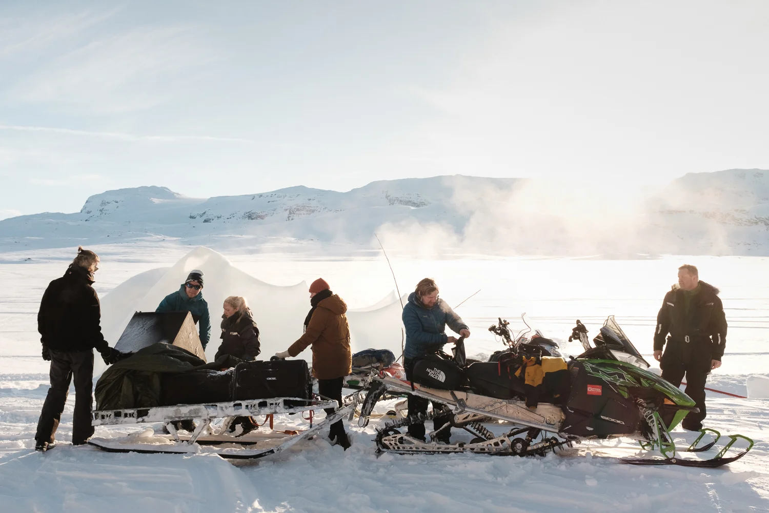 The PA system & concert lighting equipment delivered via snow mobile cross country from Haugastøl 17 miles away!