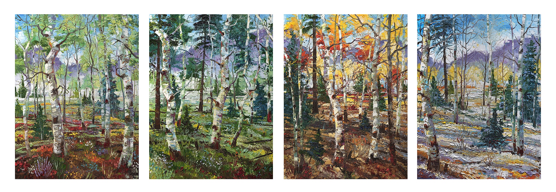 "The Evolving West" 40" x 120":  4 panels of 40" x 30"