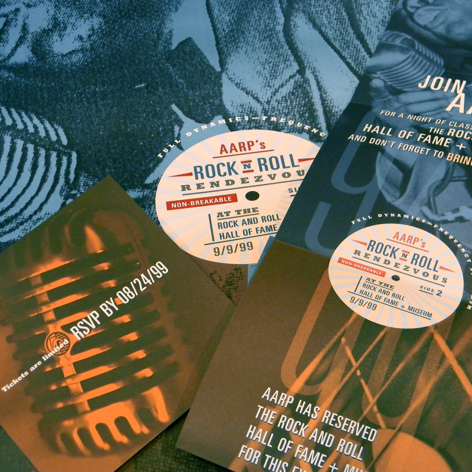 aarp & rock-n-roll hall of fame and museum - rock-n-roll rendezvous invitation and poster, detail