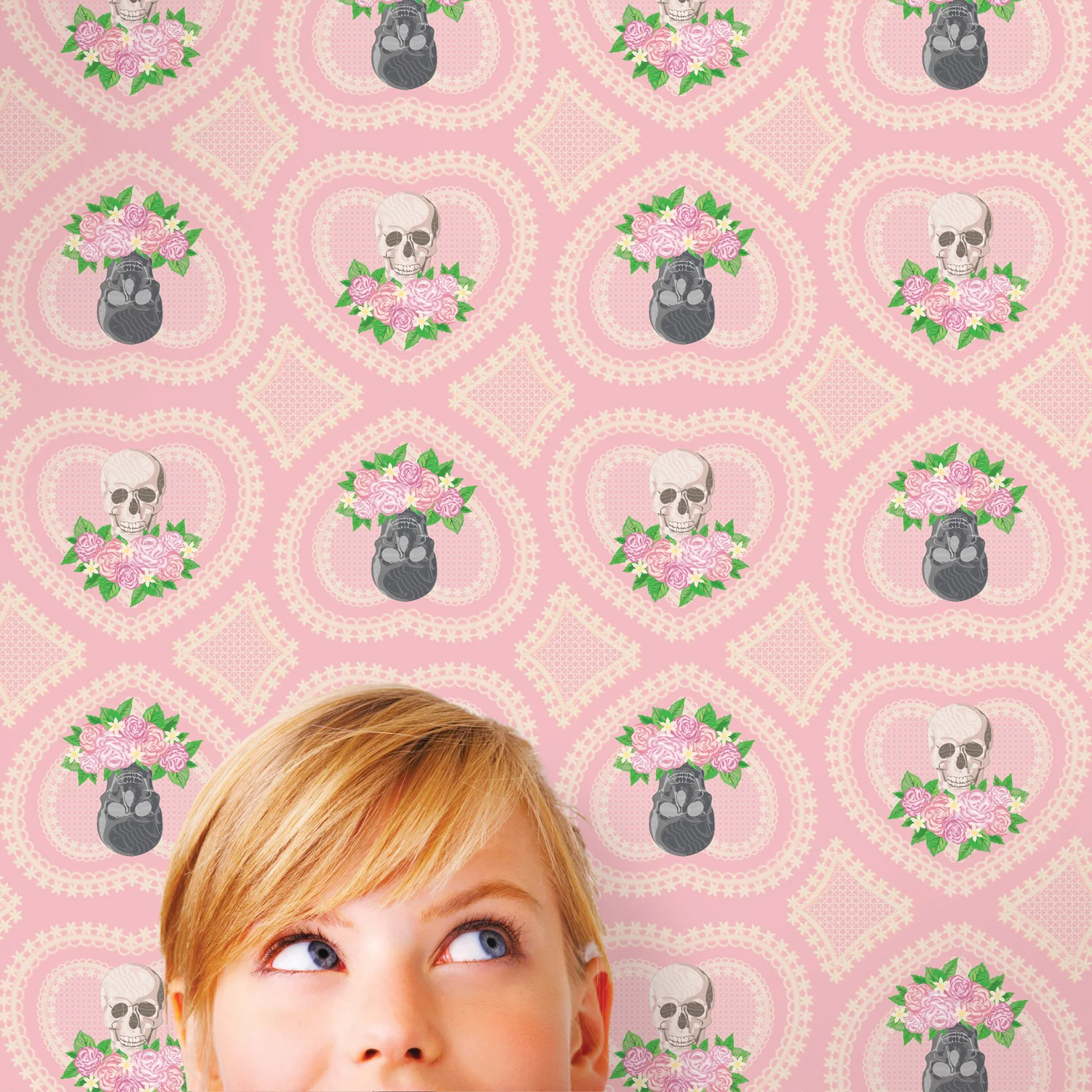 Hearts and Skulls Pink