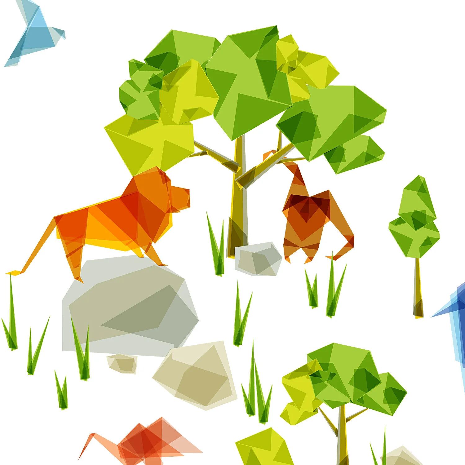  Origami Zoo, detail - Wall Decals 