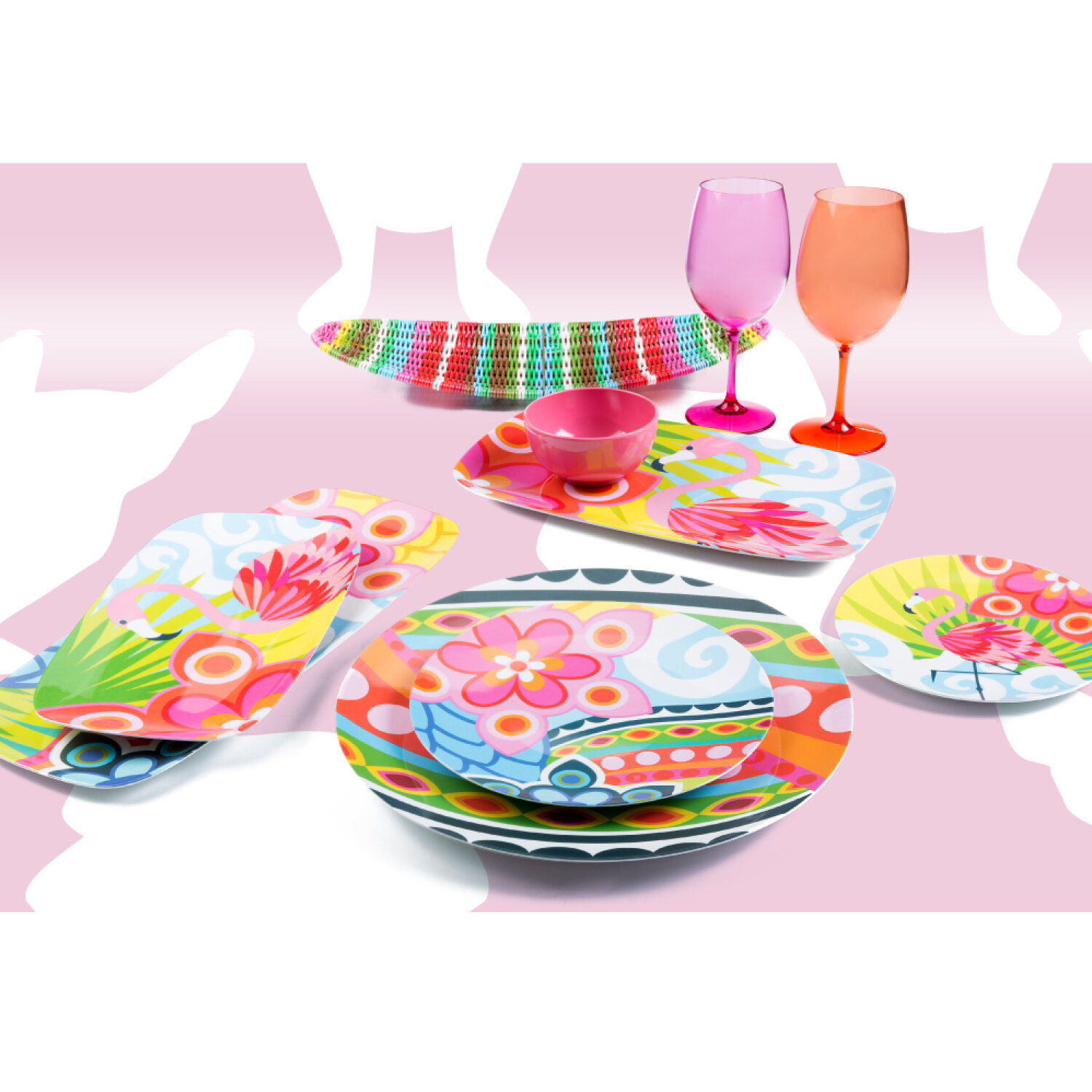  Composite image of French Bull’s tableware and pattern background using Photoshop and Illustrator 