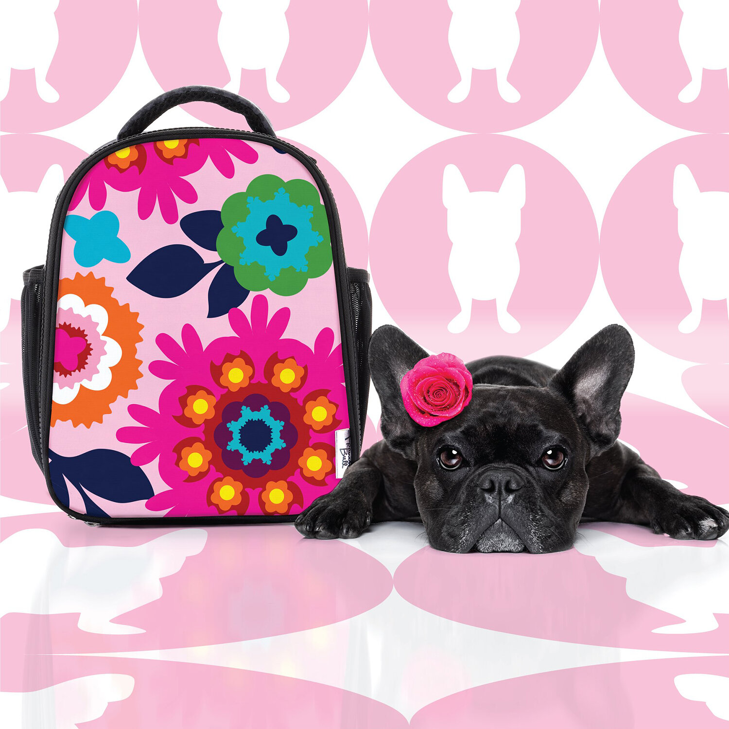  Composite image of French Bull‘s lunch bag, pattern background and stock image using Photoshop and Illustrator 