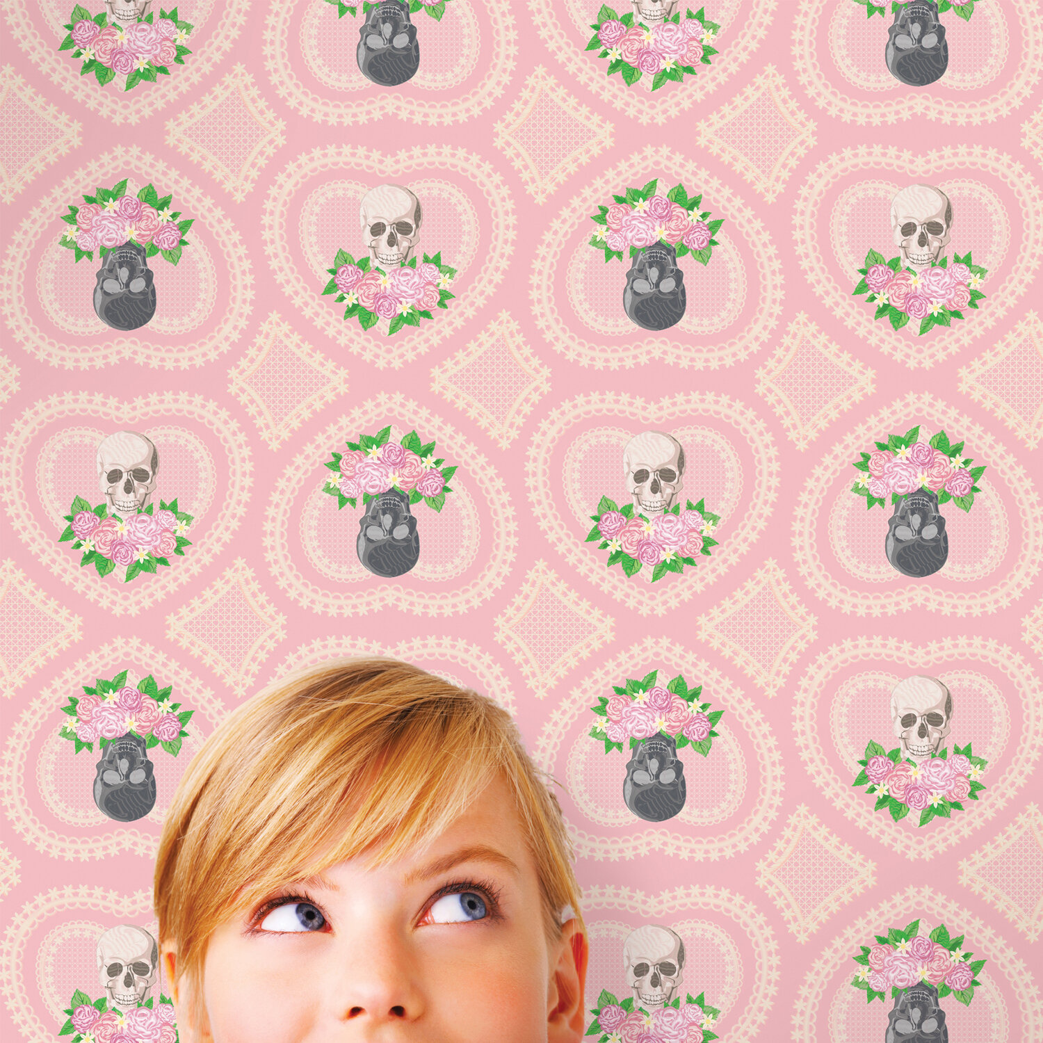  Composite image of Wallcandy Arts’ vinyl wallpaper, pattern background and stock image using Photoshop 