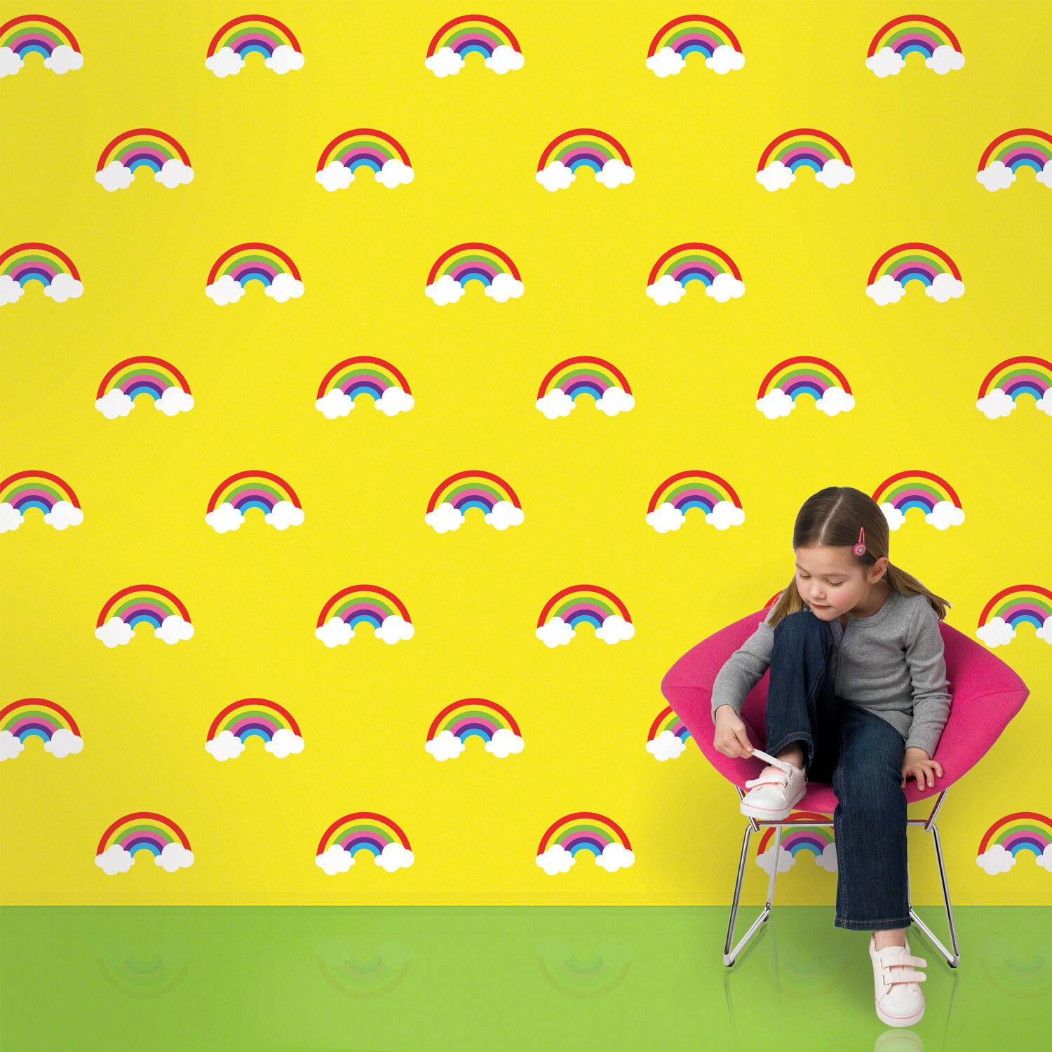 Composite image of Wallcandy Arts’ vinyl wallpaper and stock image using Photoshop and Illustrator