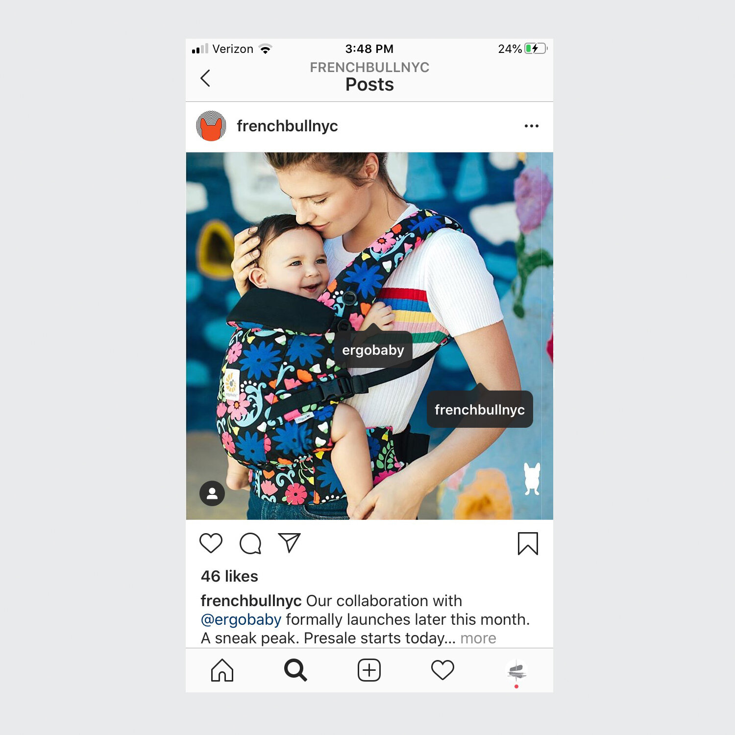  FRENCH BULL Instagram post - Co branding French Bull X Ergo Baby product post 