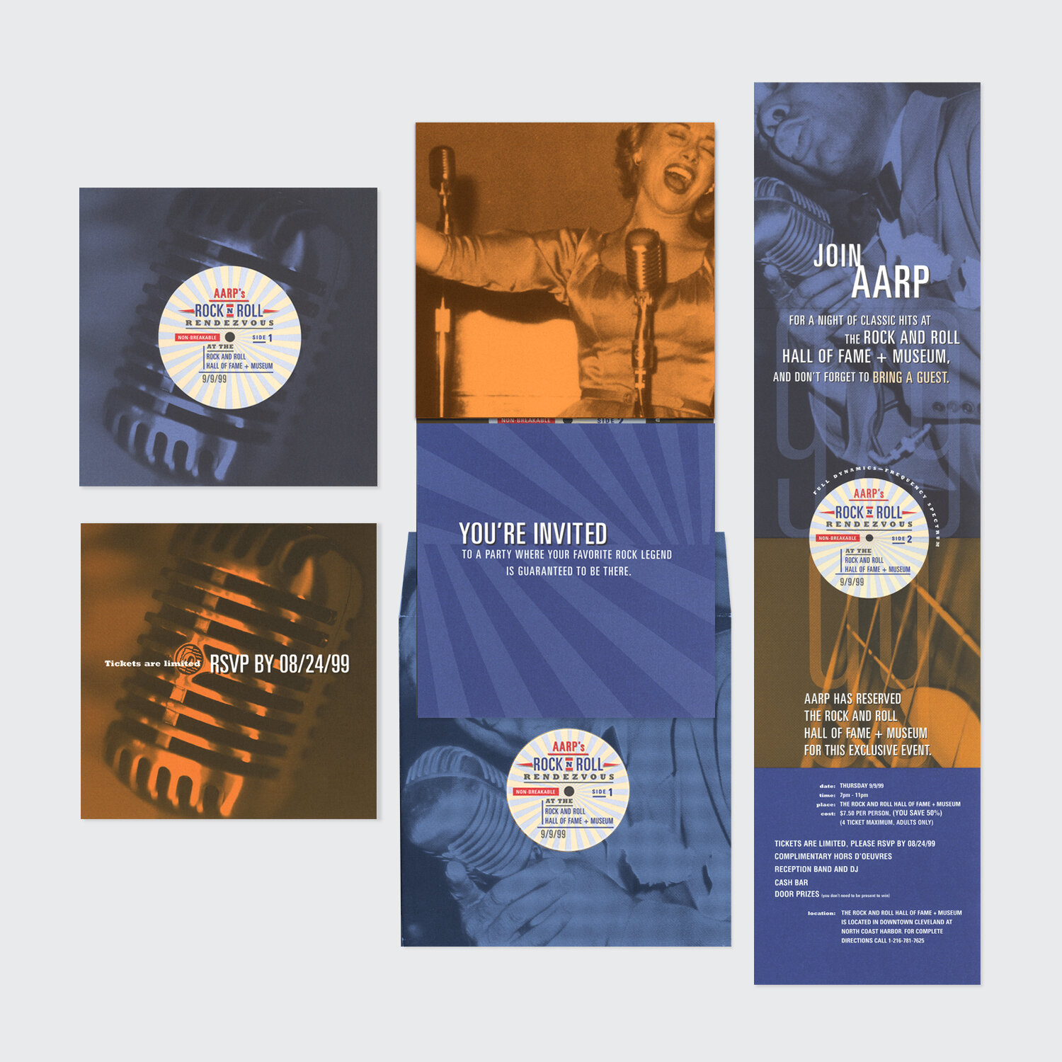 AARP & ROCK-N-ROLL HALL OF FAME AND MUSEUM - DIRECT MAIL AND INVITATION MATERIALS